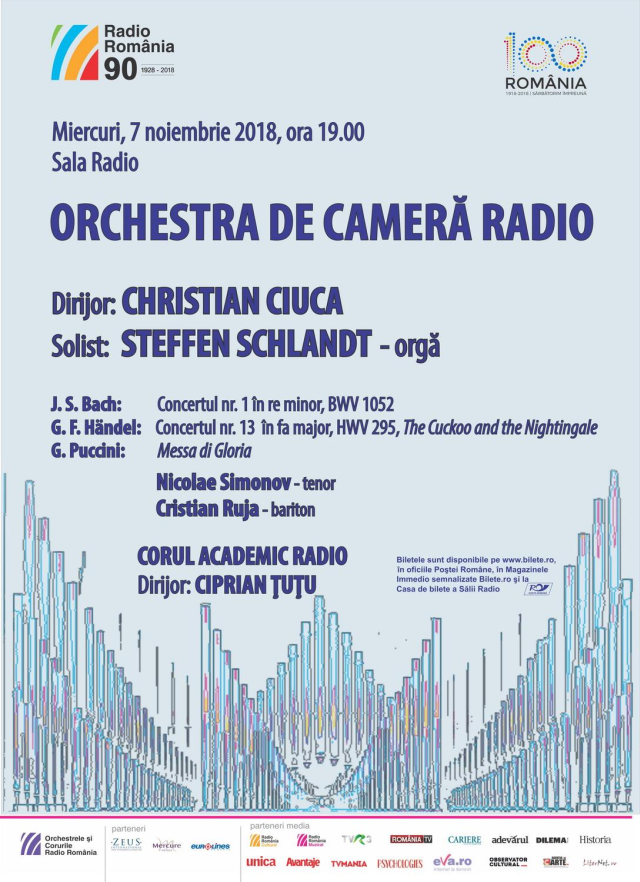 Concerte de orgă la Sala Radio, sub bagheta lui Christian Ciuca