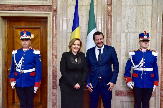 Il vicepremier Matteo Salvini in visita a Bucarest