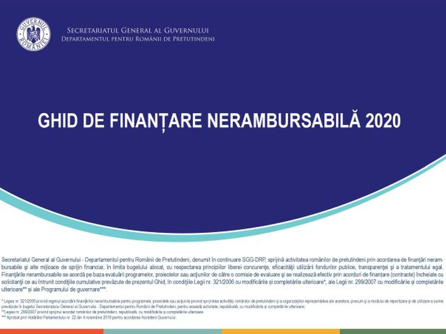 DRP lanseaza Ghidul de Finanțare nerambursabila 2020