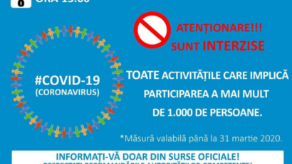 UPDATE2 România: Activităţile la care participă peste 1.000 de persoane, interzise