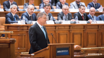 Klaus Iohannis Speaks before Parliament