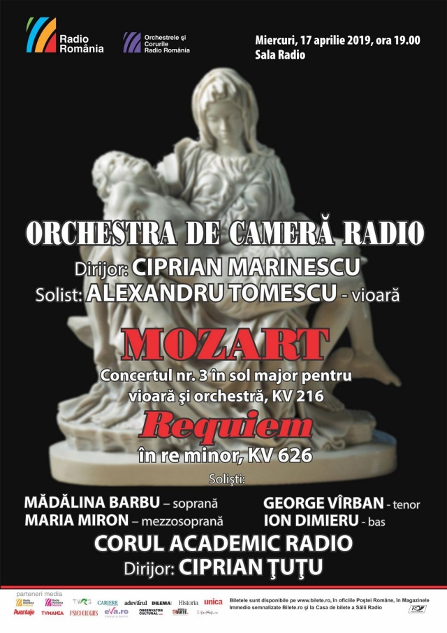 Celebrul Recviem de Mozart, pe scena Sălii Radio