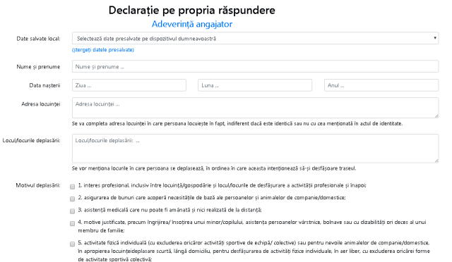 Platforma STS pentru completarea online a declarațiilor pe proprie răspundere și a adeverințelor