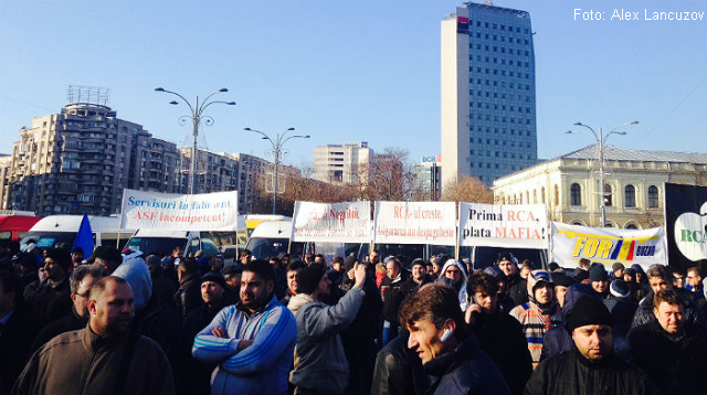 Transporteure protestieren in Bukarest