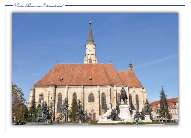 QSL 3 / 2016: Michaelskirche und Matthias-Corvinus-Denkmal in Klausenburg