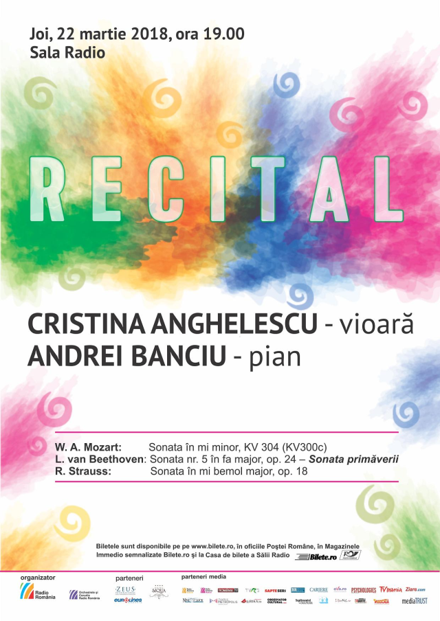 Recital Cristina Anghelescu şi Andrei Banciu, la Sala Radio