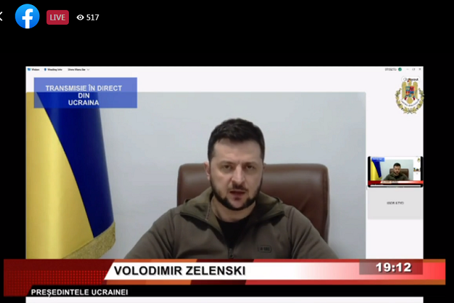 Președintele Ucrainei, Volodimir Zelenski, s-a adresat, prin apel video, Parlamentului României