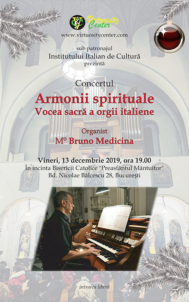 La voce sacra dell’organo italiano, Bruno Medicina in concerto a Bucarest