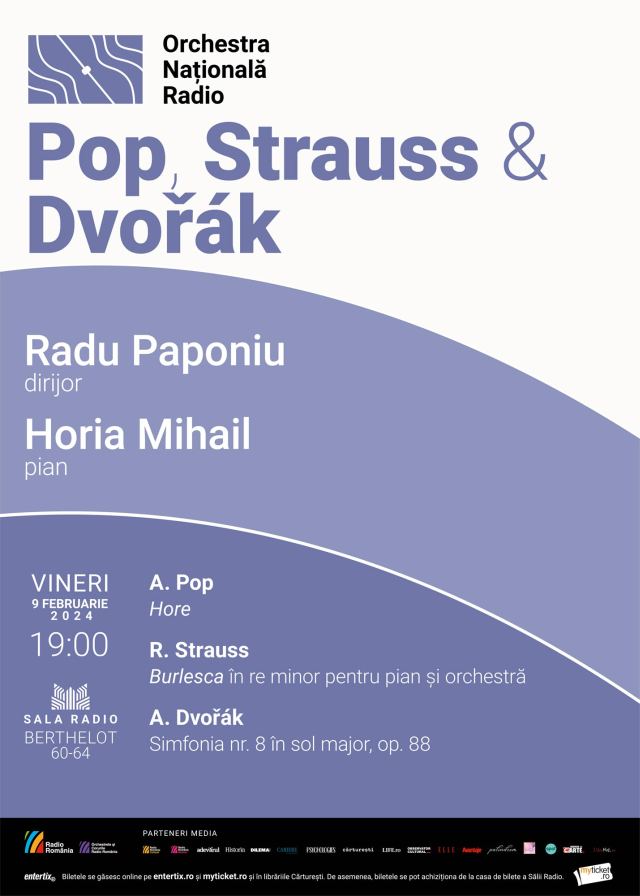 Afiş concert Orchestra Națională Radio, dirijată de Radu Paponiu