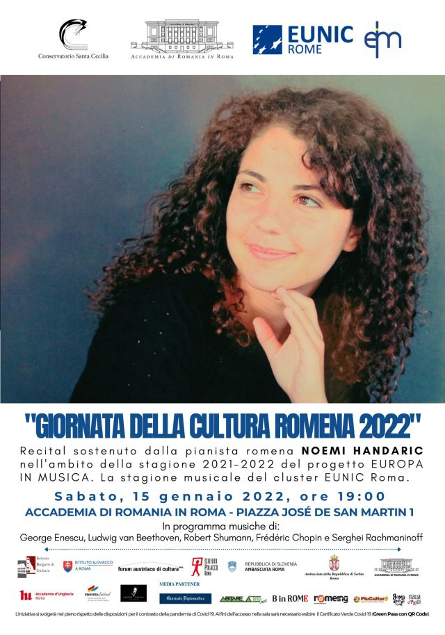 Giornata della Cultura, concerto della pianista Naomi Handaric all’Accademia di Romania in Roma