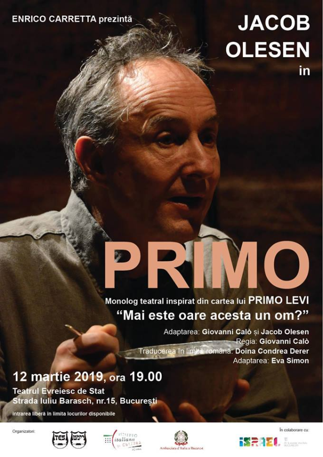 Shoah: centenario Primo Levi, monologo teatrale con Jacob Olesen a Bucarest