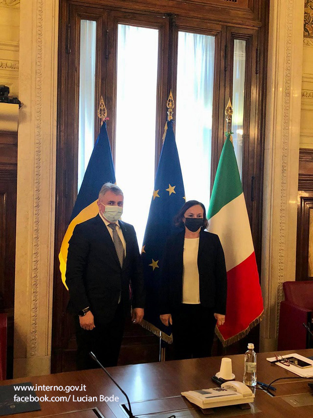 Incontro dei ministri Lucian Bode e Luciana Lamorgese al Viminale