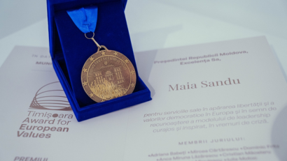 Maia Sandu, awarded for promoting European values