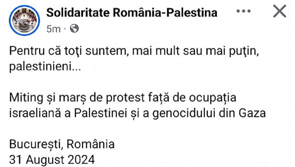 foto: Asociaţia Sionistă din România (chemare miting)