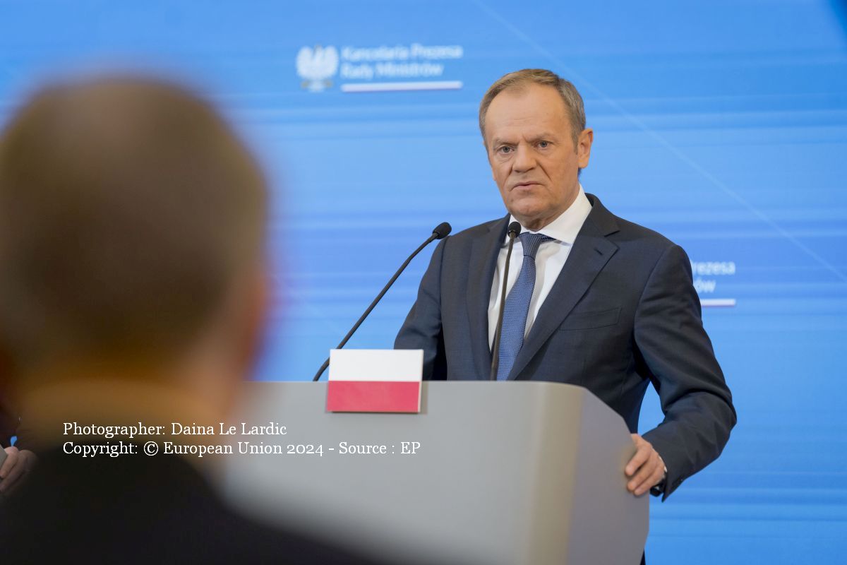 Donald Tusk (Photographer: Daina Le Lardic Copyright: © European Union 2024 - Source : EP)