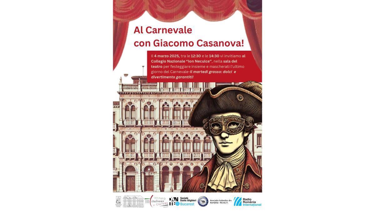 Al Carnevale con Giacomo Casanova! (fonte: Società Dante Alighieri - Comitato di Bucarest)